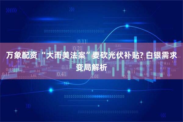万象配资 “大而美法案”要砍光伏补贴? 白银需求变局解析