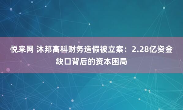 悦来网 沐邦高科财务造假被立案：2.28亿资金缺口背后的资本困局