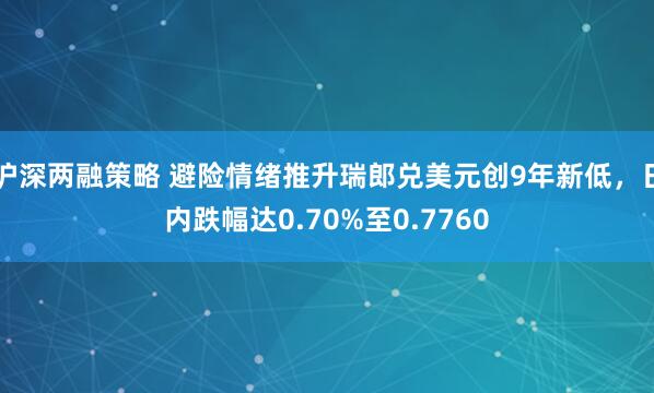 沪深两融策略 避险情绪推升瑞郎兑美元创9年新低，日内跌幅达0.70%至0.7760